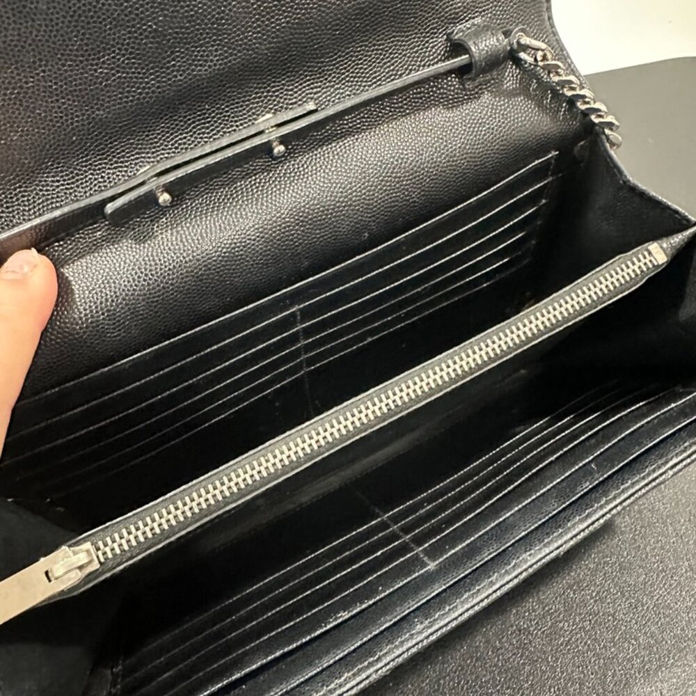YSL Cassandre Chain Wallet in Grain de Poudre Black Leather (JB1416) - Picture 7 of 10